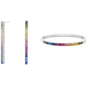 Princess Rainbow Stone Bracelet & Drop Earrings Se